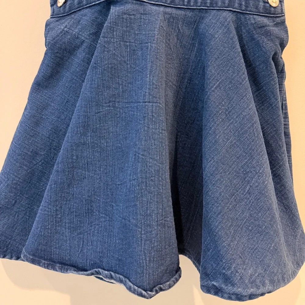 Hello Kitty Sanrio Denim 2 Piece Dress Set Embroidered Blue Grey Polka Dot 5 EUC